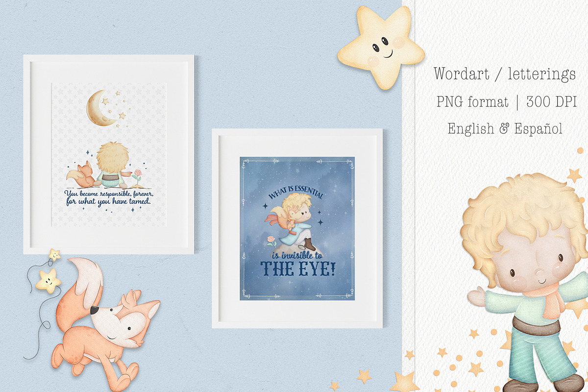 Little Prince clip arts and patterns, an Illustration by Tita Creative Studio (Photo 4 of 6)