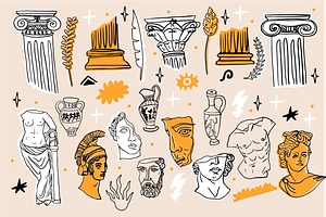 Ancient Greece. Antique Vector Set