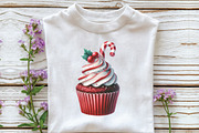 Christmas Cupcakes Vintage Clipart, an Illustration by CraftArtStudio (Thumbnail 5 of 6)