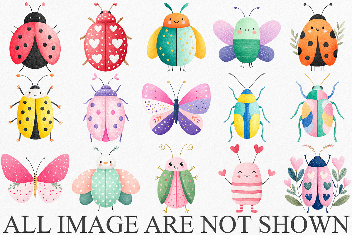 Whimsical Bugs Clipart Bundle, an Illustration by Canvas Craft (Photo 3 of 6)