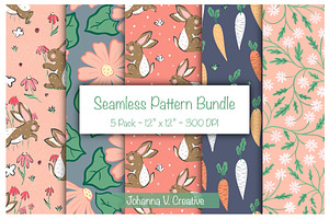 Spring Bunny Seamless Patterns