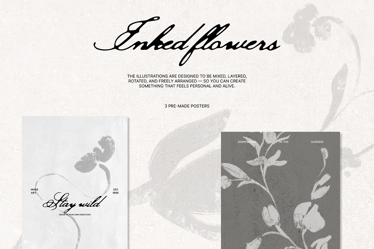 Inked Flowers: elements & art prints, a Decorative Illustration by Yuliia Lashevska (Photo 8 of 9)