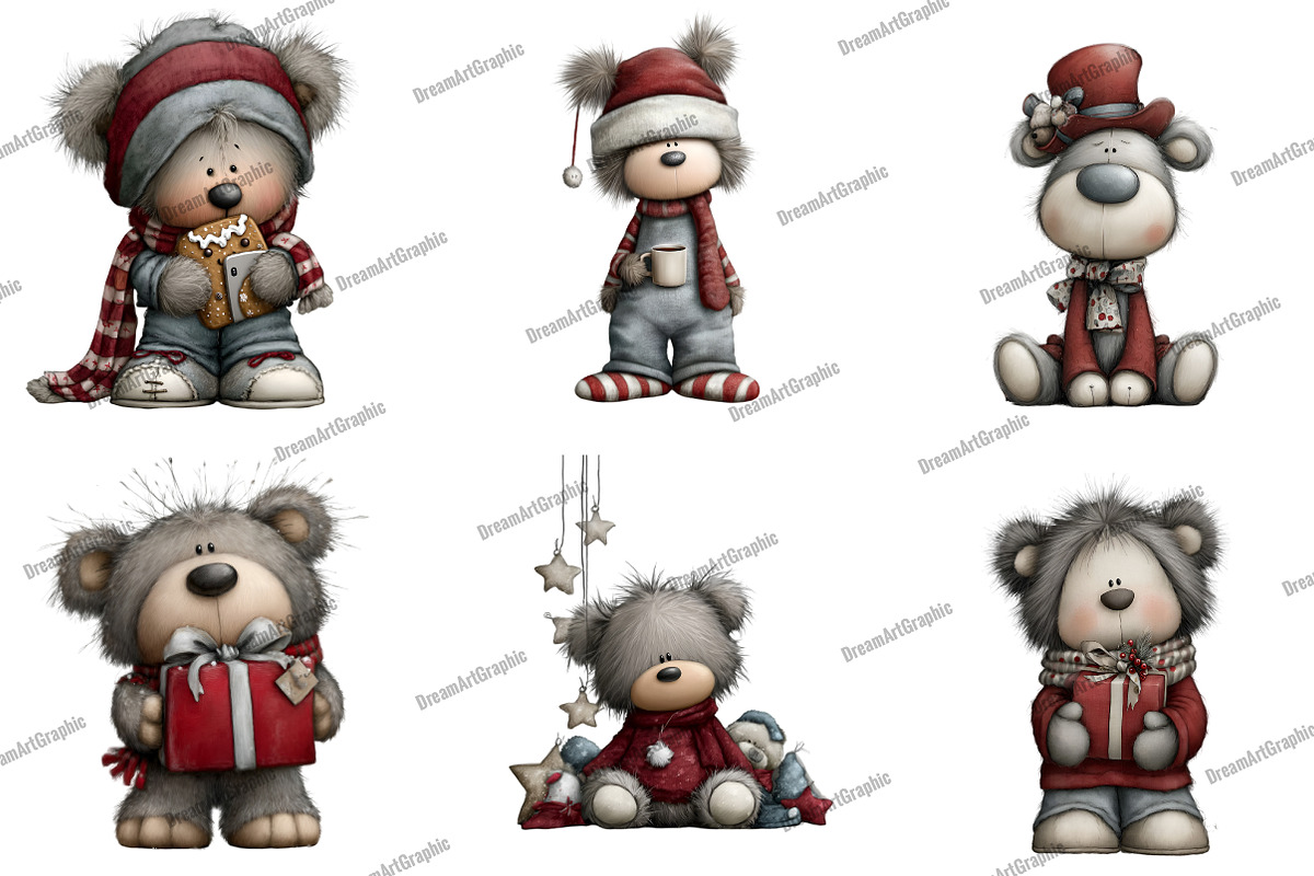 Whimsical Christmas Teddy Bear, an Illustration by DreamArtGraphic (Photo 4 of 5)