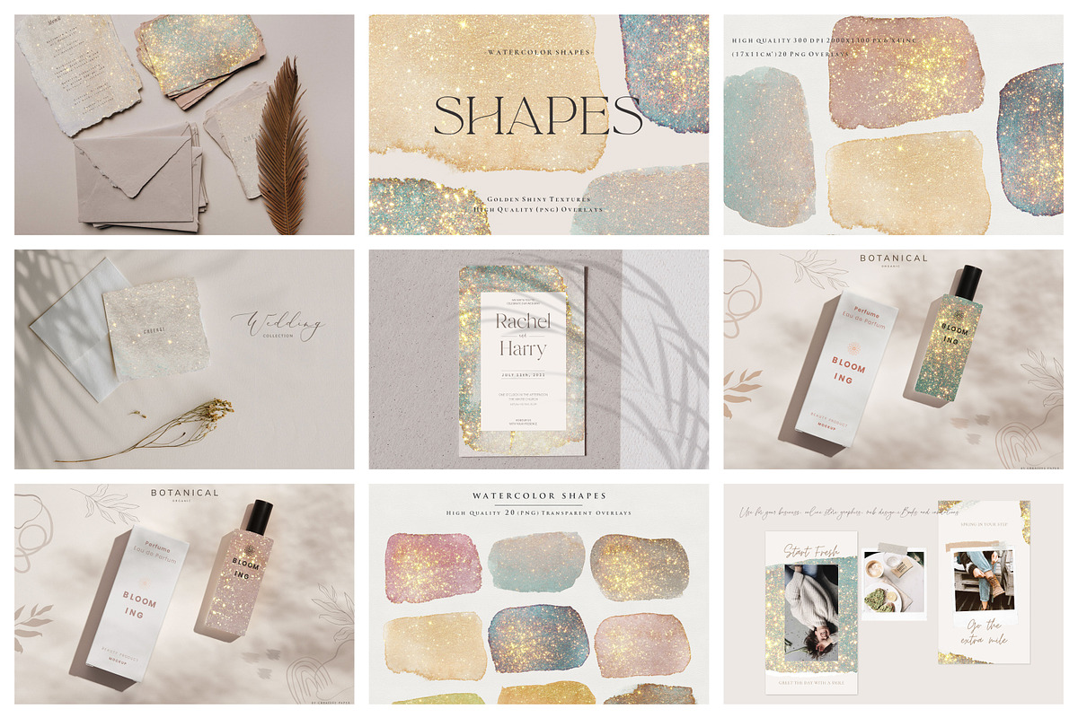 Gold Glitter Png Watercolor Shapes, an Object Graphic by by creative paper (Photo 2 of 11)