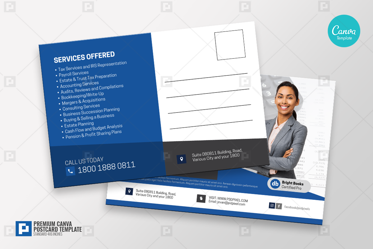 Accounting Company Services Postcard, a Card Template by PSDPixel (Photo 3 of 4)