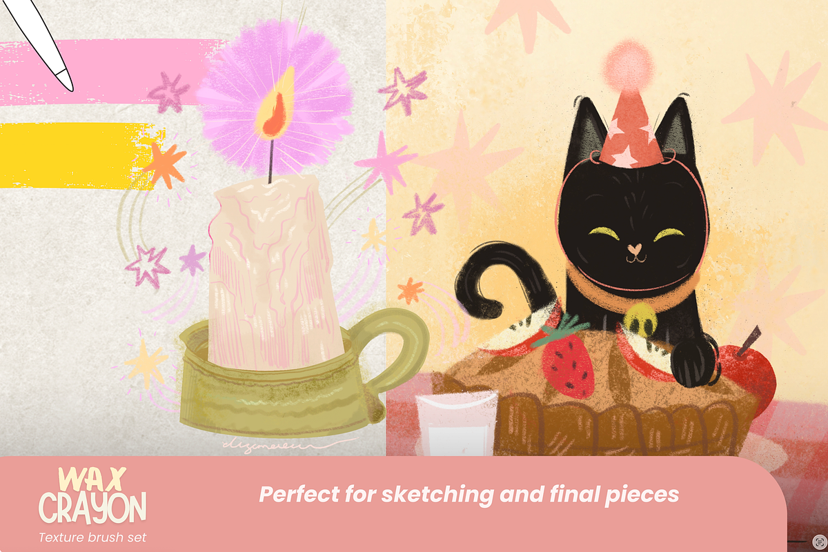 Wax Crayon Brushes for Procreate, a Brush Add-On by Eliza Moreno Illustration (Photo 3 of 4)
