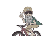 Groovy Bearded Mountain Biker vector, a Person Illustration by Fresh Wave Design (Thumbnail 2 of 8)