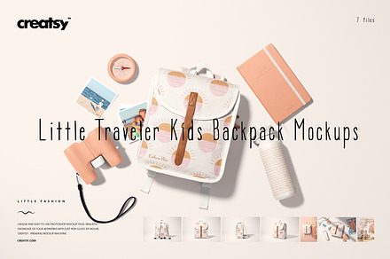 Little Traveler Kids Backpack Mockup, a Merchandise Mockup by creatsy5