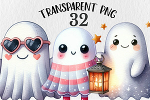 Watercolor Quirky Ghost Clipart, a Seasonal Illustration by Rose Art