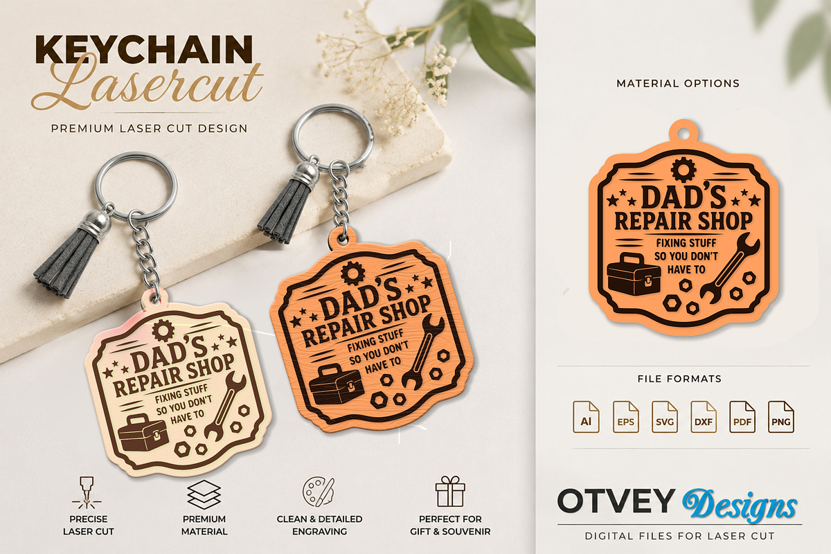 Dads Garage Signs Workshop Keychain, an Object Graphic by OTVEY DESIGN (Photo 8 of 13)