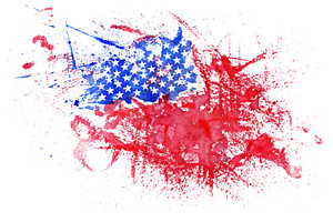 Abstract Watercolor USA Flag