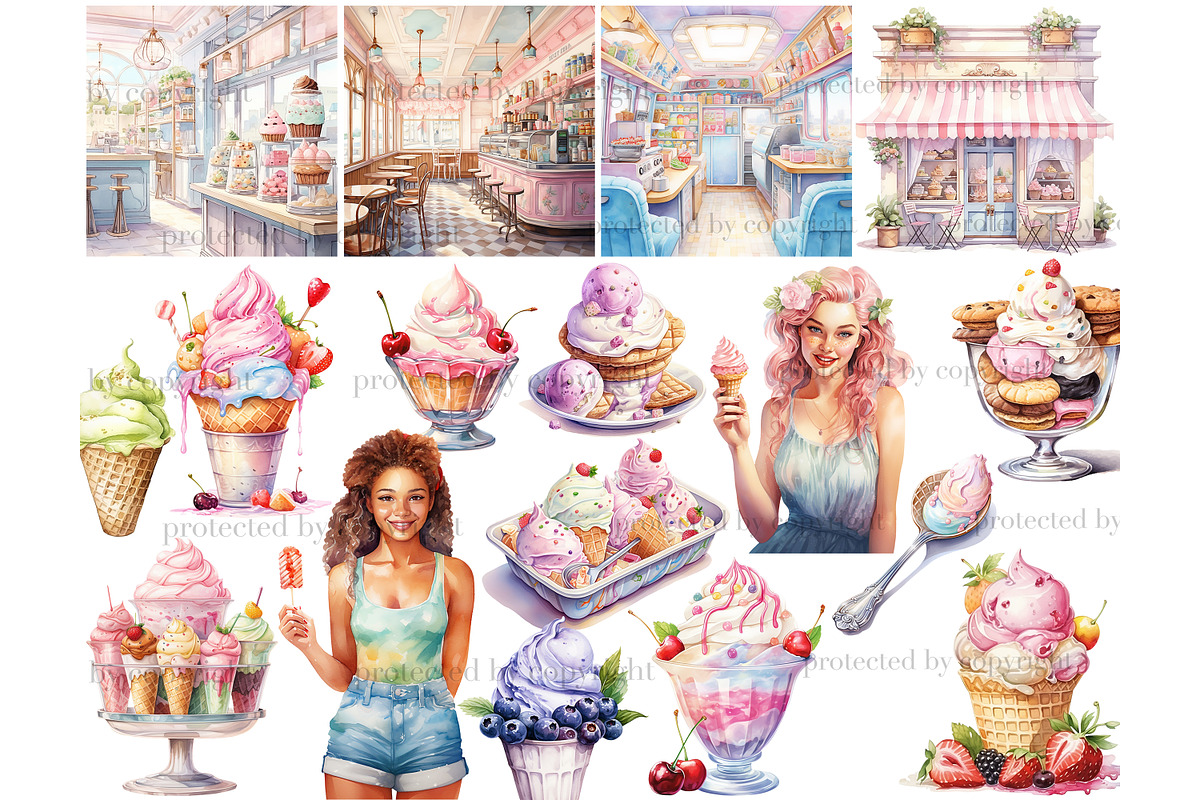 Ice Cream Clipart Bundle | Popsicle, a Food Illustration by GlamArtZhanna (Photo 4 of 6)