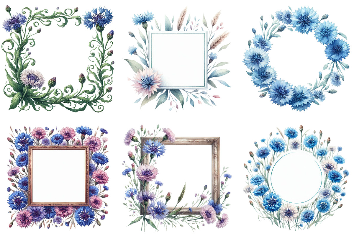 Cornflower Floral Frames Clipart, an Illustration by Daily.Designs (Photo 2 of 5)