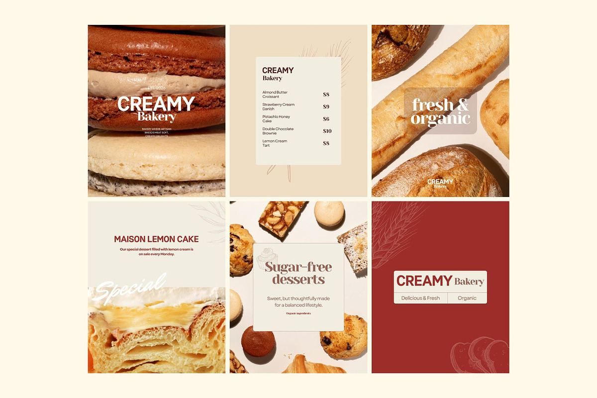 Bakery Instagram Canva Template, a Social Media Template by Mia Branding Studio (Photo 2 of 4)