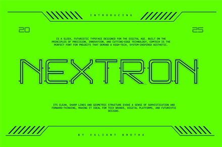 VB Nextron - Futuristic Display Font, a Font by Valiantbrotha