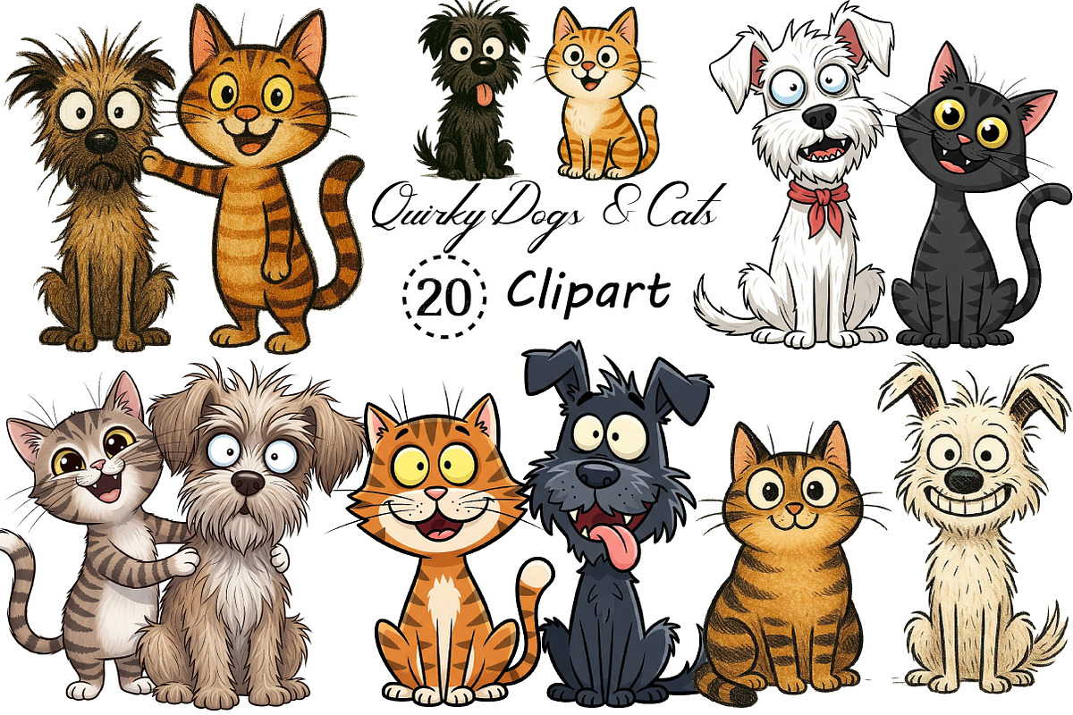 Quirky Dogs & Cats Sublimation, an Illustration by Creative Art (Photo 1 of 8)