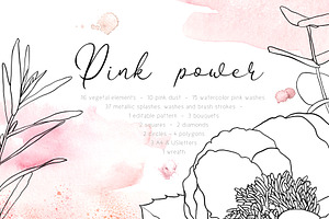 Pink Washes, Splashes & Flowers