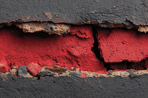 Cracked Red Brick Wall Dark Asphalt, a Photo by Pixeness Studio