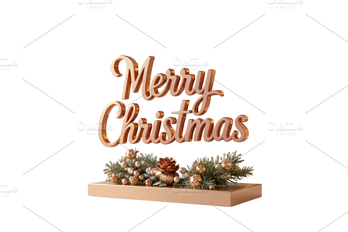3D Merry Christmas Letter Stand, a Seasonal Illustration by Creative design (Photo 6 of 7)