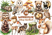 Vintage Woodland Watercolor Clipart, an Illustration by Dream Creation (Thumbnail 1 of 7)