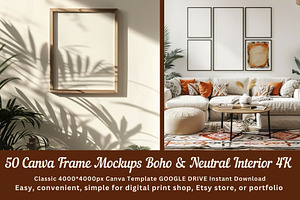 50 Frame Mockups | Boho Interior 4K