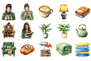 Watercolor Book Lover Clipart, an Illustration by Designking (Thumbnail 3 of 5)