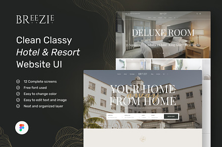 Breezie – Hotel & Resort Website, an UI Kit Template by peterdraw