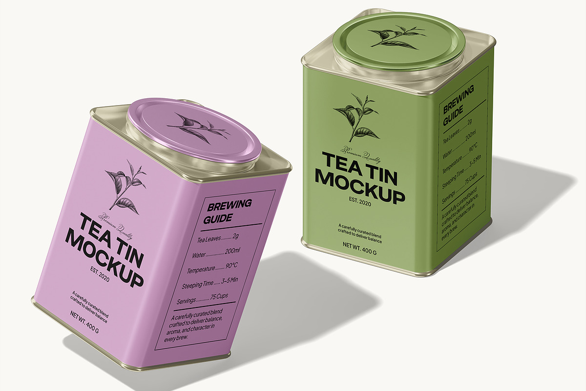 Tea Tin Mockup, a Packaging Mockup by Permadi Creative (Photo 2 of 5)
