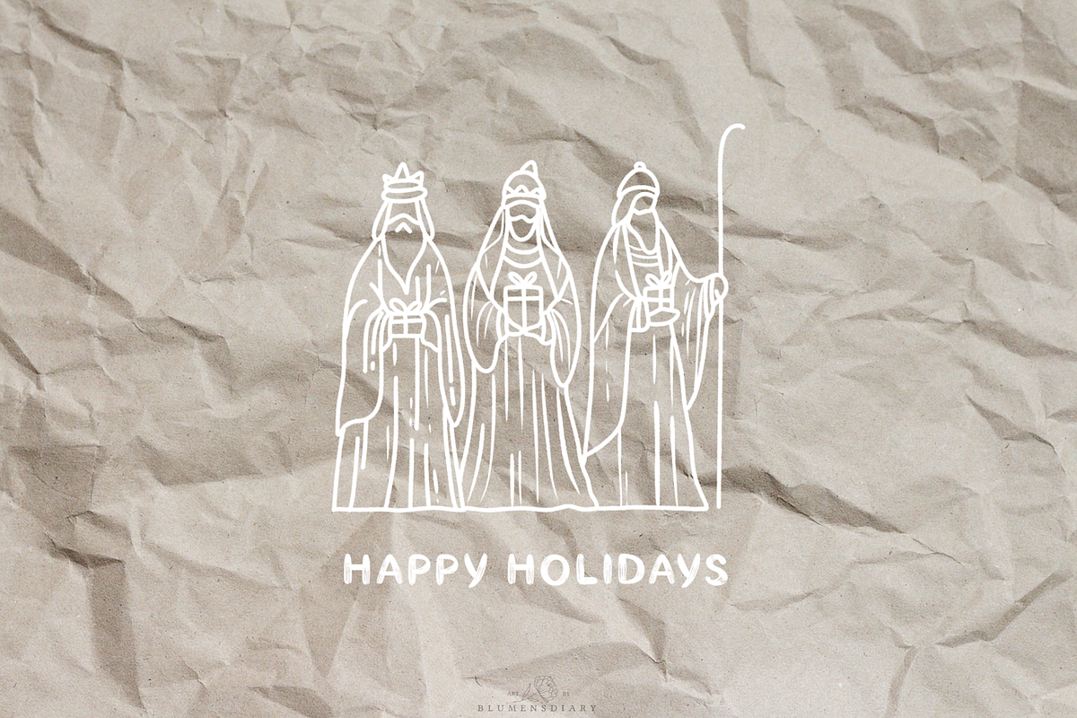 Holy Night Nativity Scene Line Art, a Seasonal Illustration by Blumensdiary (Photo 7 of 7)