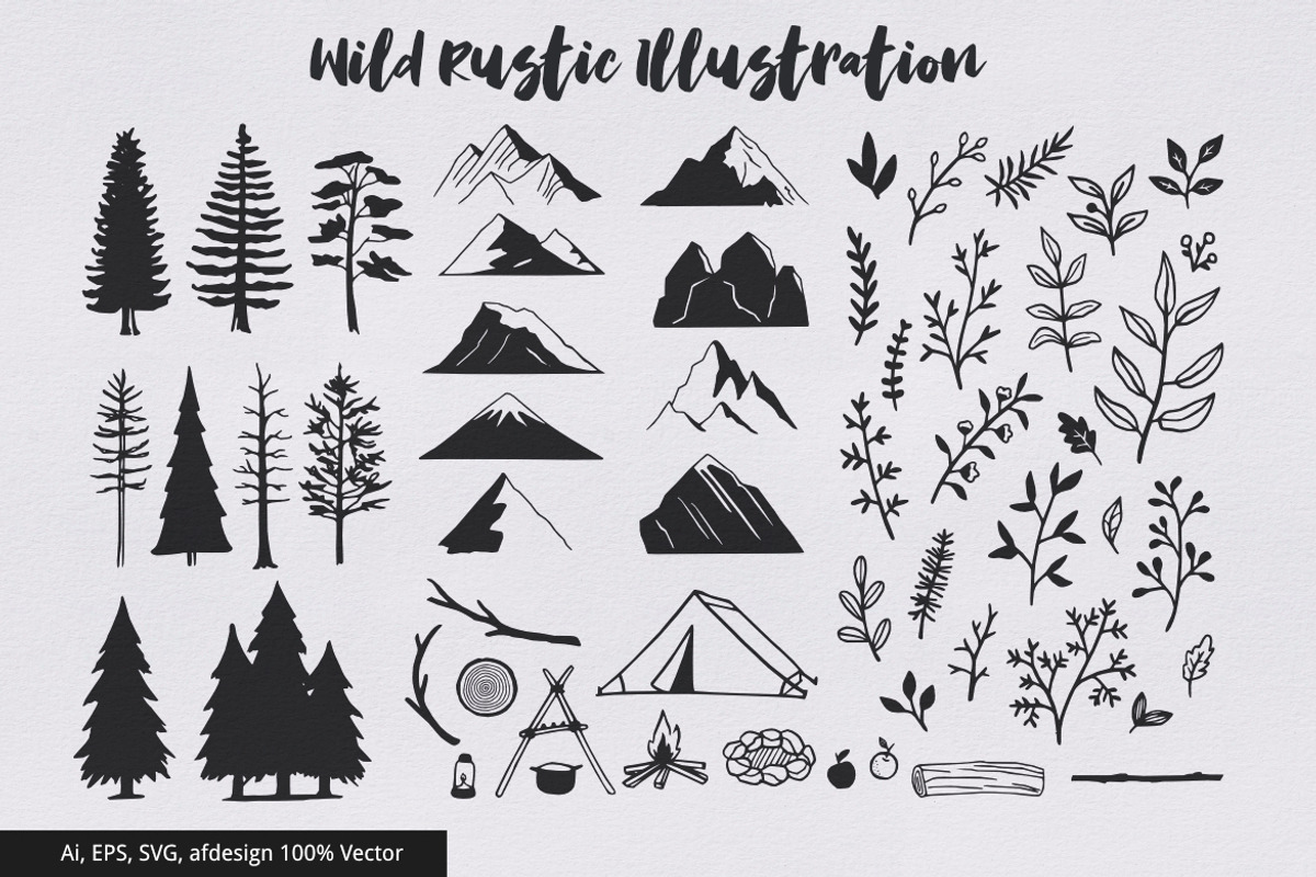 Wild Rustic Fonts and Illustrations, a Script Font by FabledHut (Photo 3 of 8)