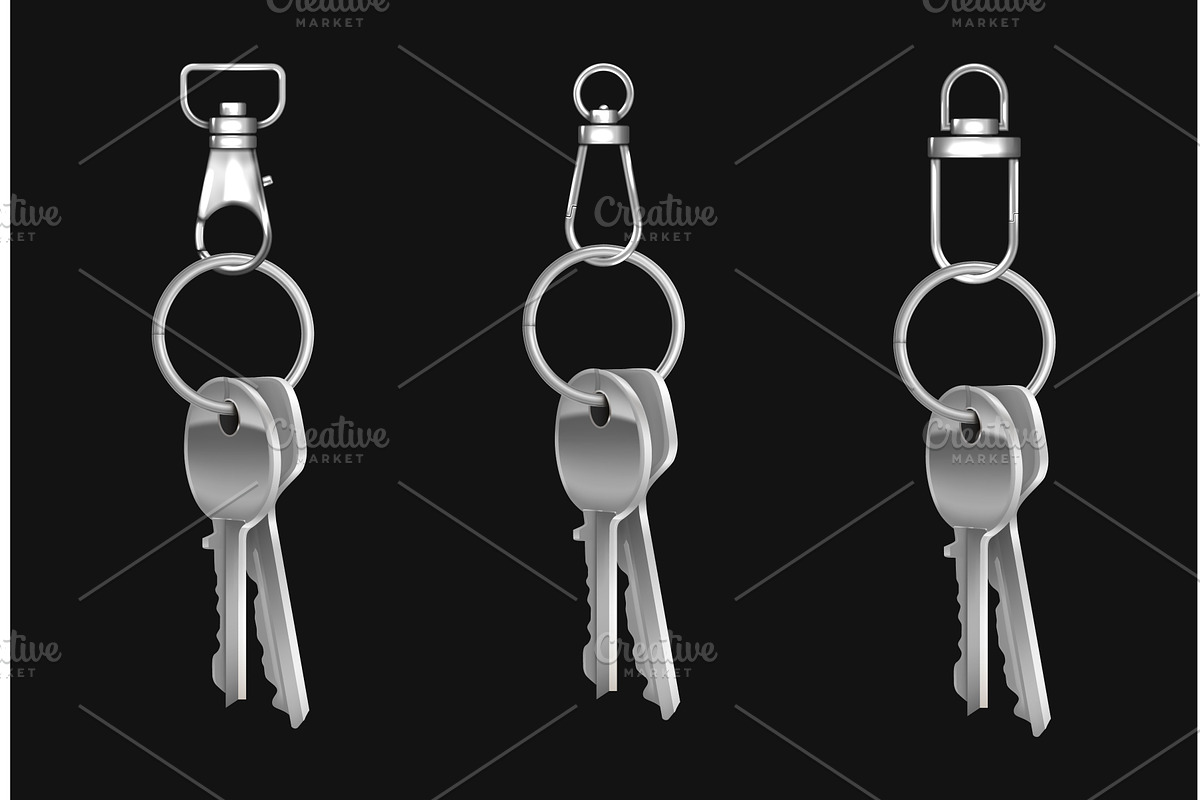 Silver metal keys bunch, steel ring, an Object Illustration by art PVP - market