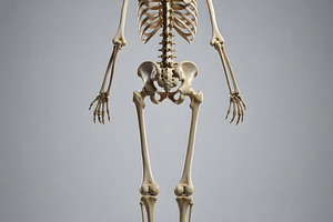 Human skeleton viewed from the back in full vertical posture, a Health & Medical Photo by GoodGoods