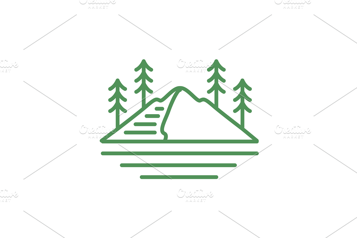 peak trees line modern minimal logo, a Branding & Logo Template by devastd