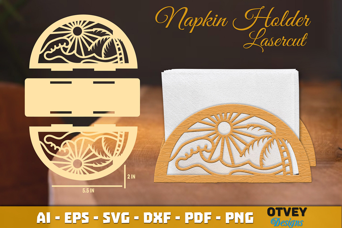 Beach Sunset Napkin Holder Lasercut, an Object Graphic by OTVEY DESIGN (Photo 8 of 13)