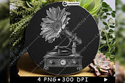 Vintage Gramophone Sunflower Retro, a Background Graphic by LaseredNinja (Thumbnail 5 of 7)