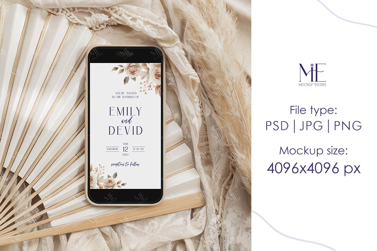 iPhone Screen Invitation Mockup, an iPhone Mockup by Mie Mockup Studio (Photo 4 of 7)