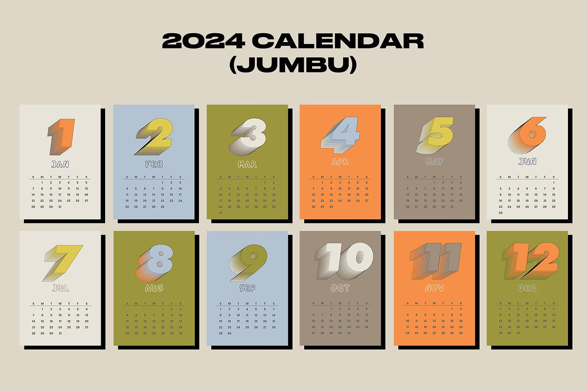 2024 Calendar | JUMBU, a Stationery Template by Two Sleepy Heads Studio (Photo 3 of 4)