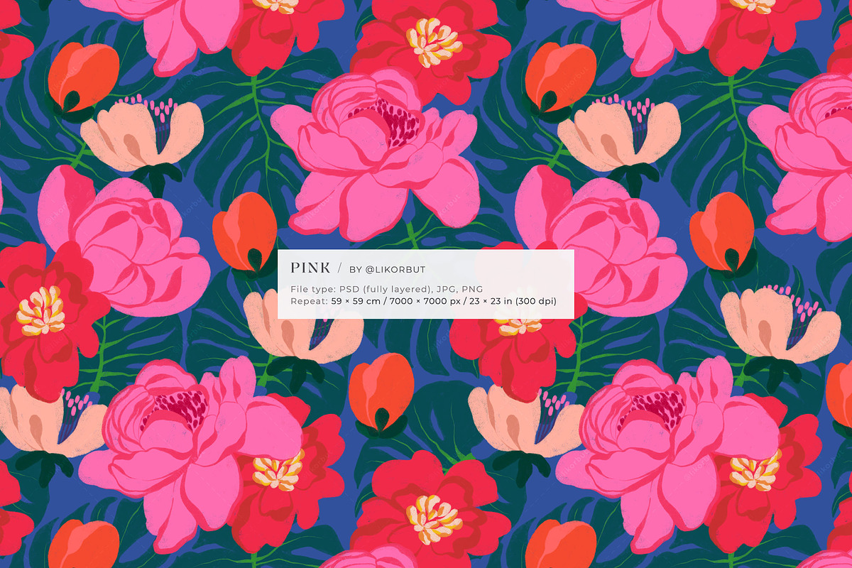 Bold Bloom Abstract Flower Pattern, a Pattern Graphic by likorbut (Photo 2 of 12)