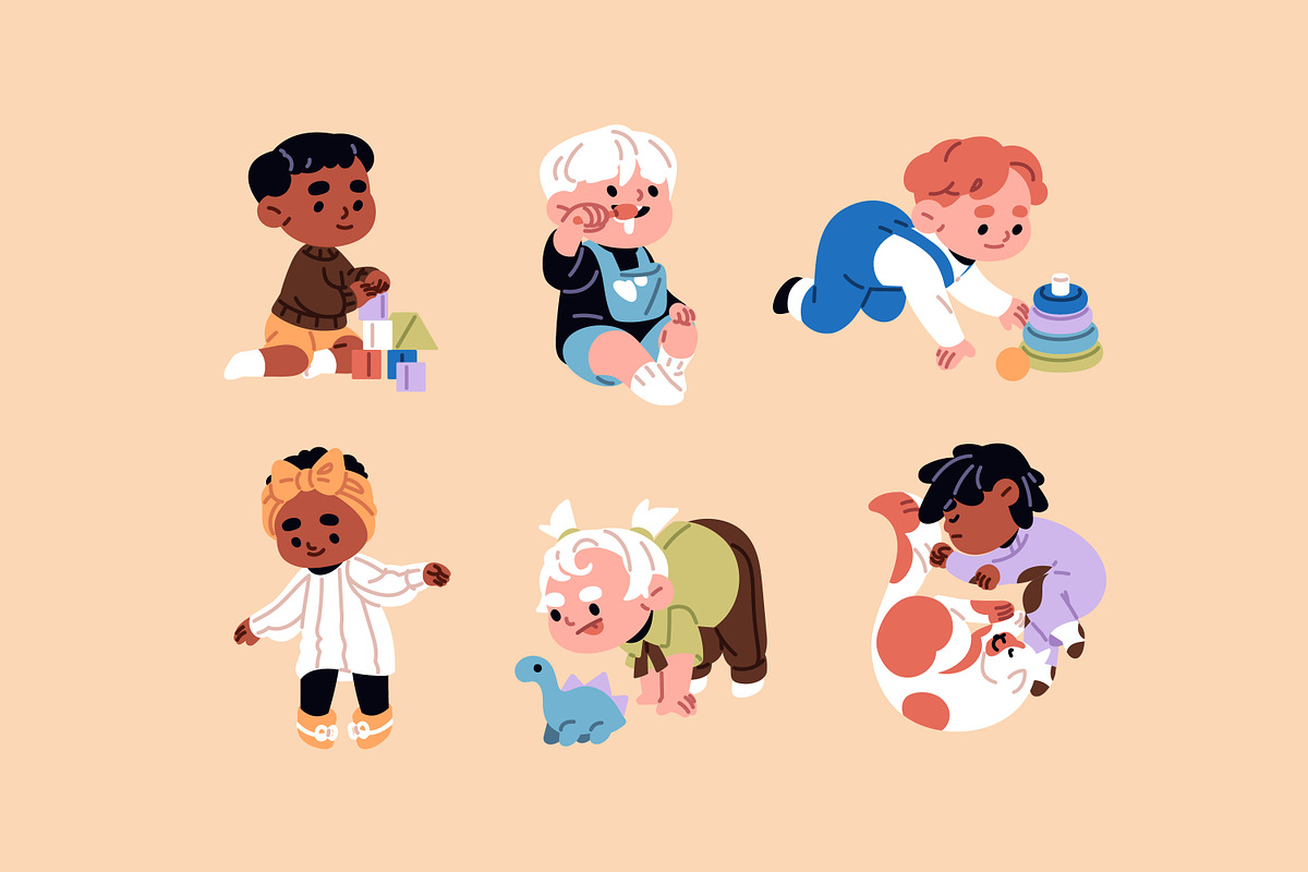 Life of cute babies set + pattern, a Person Illustration by PaperTrident (Photo 2 of 5)