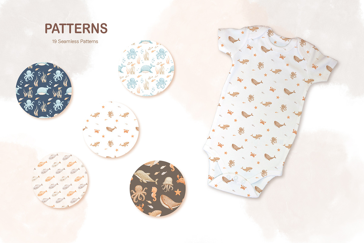 Watercolor Sea Animals Clipart, an Animal Illustration by ElenaPlatovaArt (Photo 4 of 13)