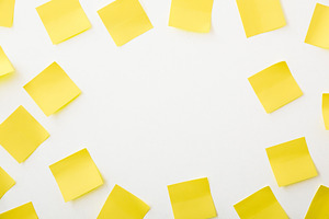 Yellow Sticky Notes Frame on White Background, a Business Photo by Davizro's Market