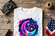 Neon Crescent Moon Stars Art, a Shirt Mockup by Vector Stall (Thumbnail 1 of 14)
