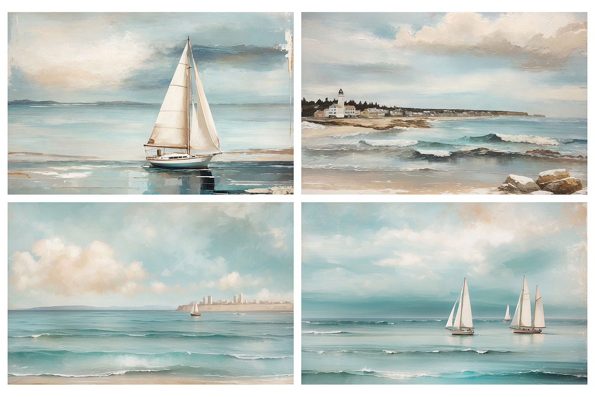 Seascape Oil Painting 'Sailboat', a Background Graphic by by creative paper (Photo 12 of 16)