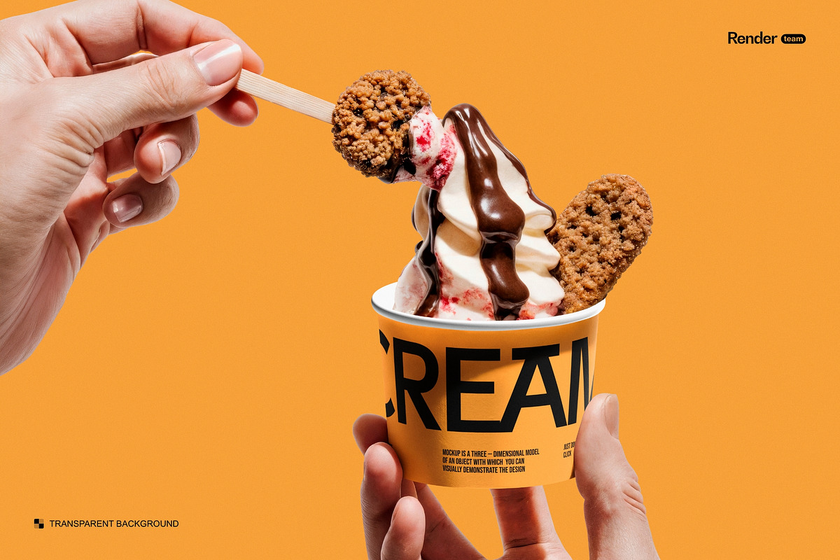 Ice Cream Cup Mockup Set, a Packaging Mockup by Renderteam (Photo 13 of 16)