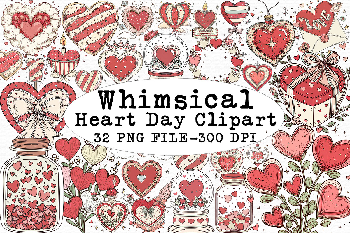 Whimsical Heart Day Clipart, an Illustration by Libby Wishes (Photo 1 of 5)