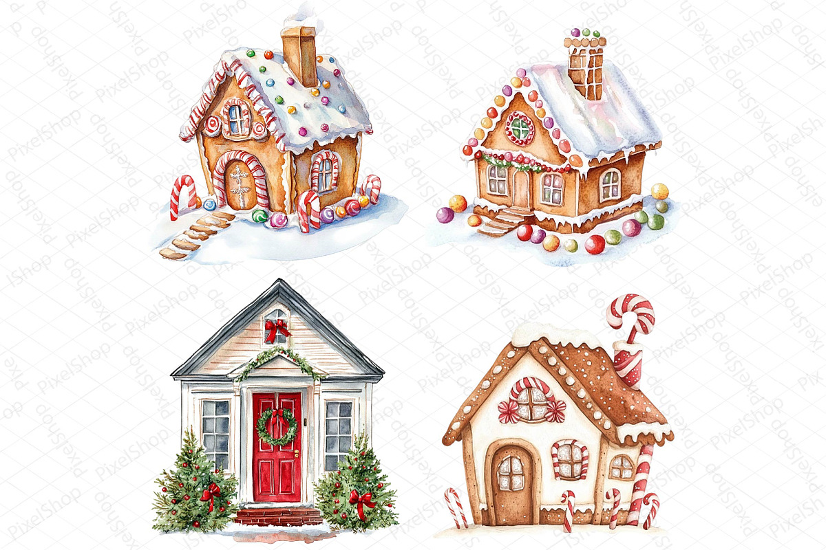 Watercolor Christmas House Sublimati, an Illustration by DreamPrint404 (Photo 5 of 5)
