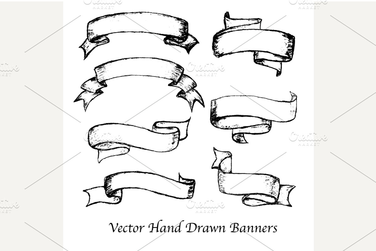 Vector hand drawn banners set., an Object Graphic by CreativeJourney (Photo 3 of 3)