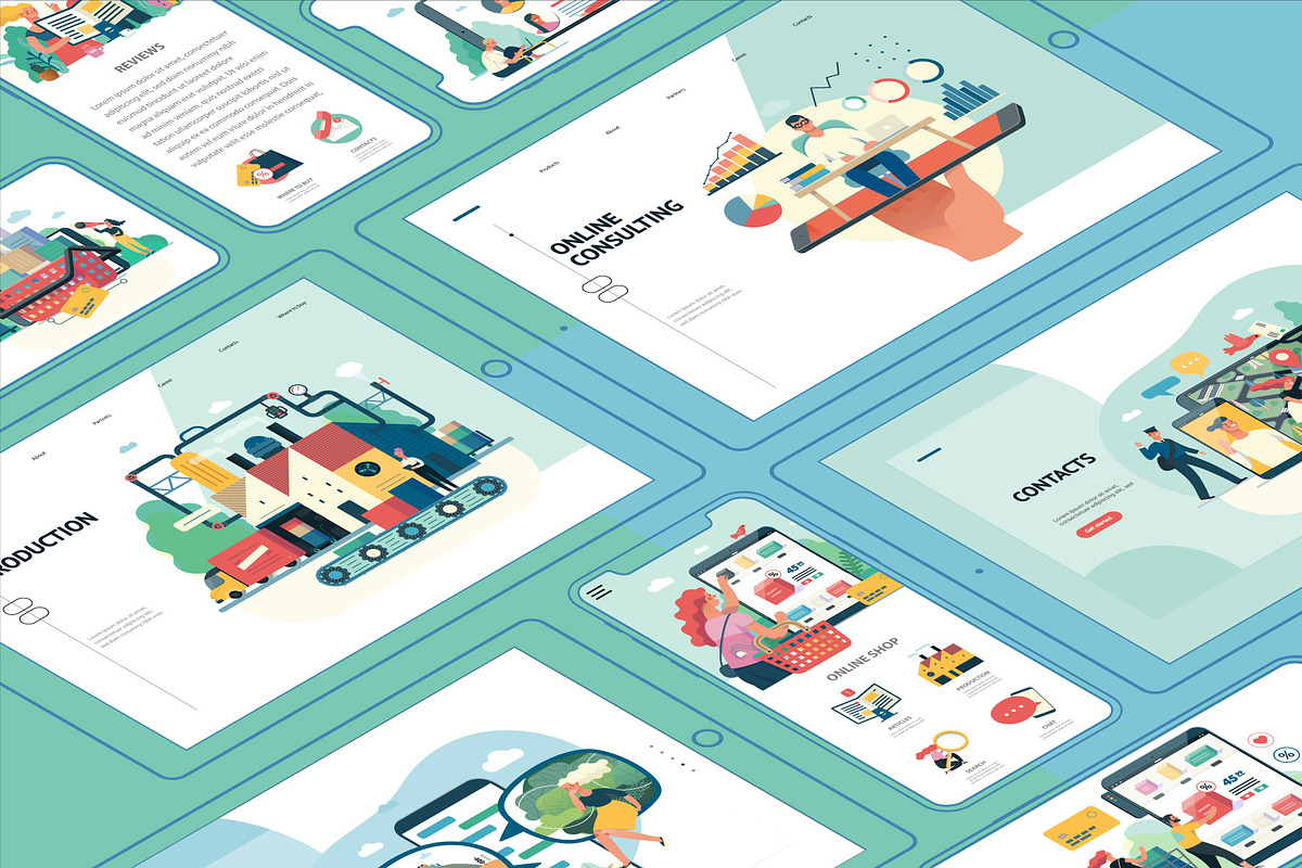 Company website vector Illustrations, a Work Illustration by Grivina's shop (Photo 3 of 26)