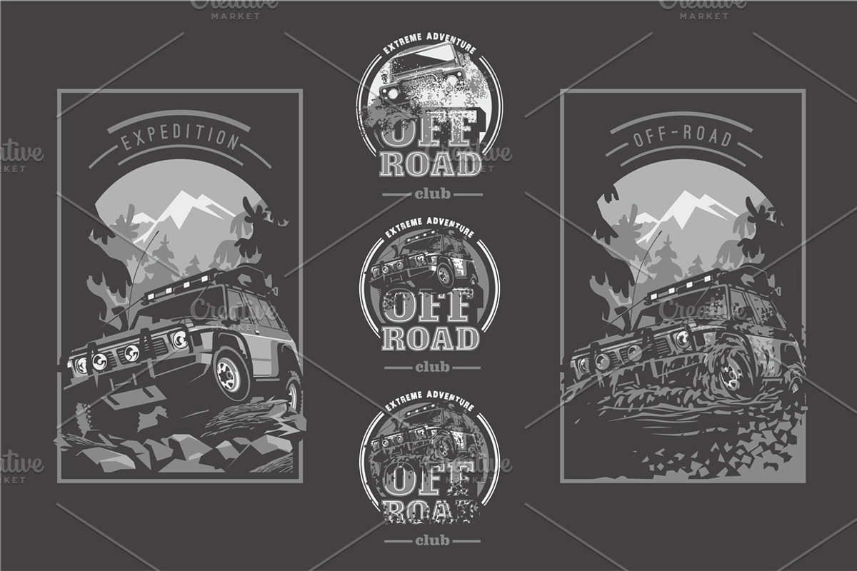 -50% Off-Road 4x4 T-Shirts Badges, a Transportation Illustration by Alexander Baidin (Photo 4 of 6)