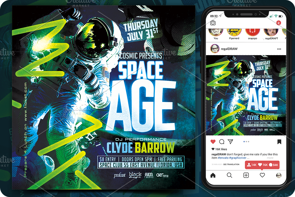 Futuristic Space Flyer, a Flyer Template by regalDRAW (Photo 1 of 3)